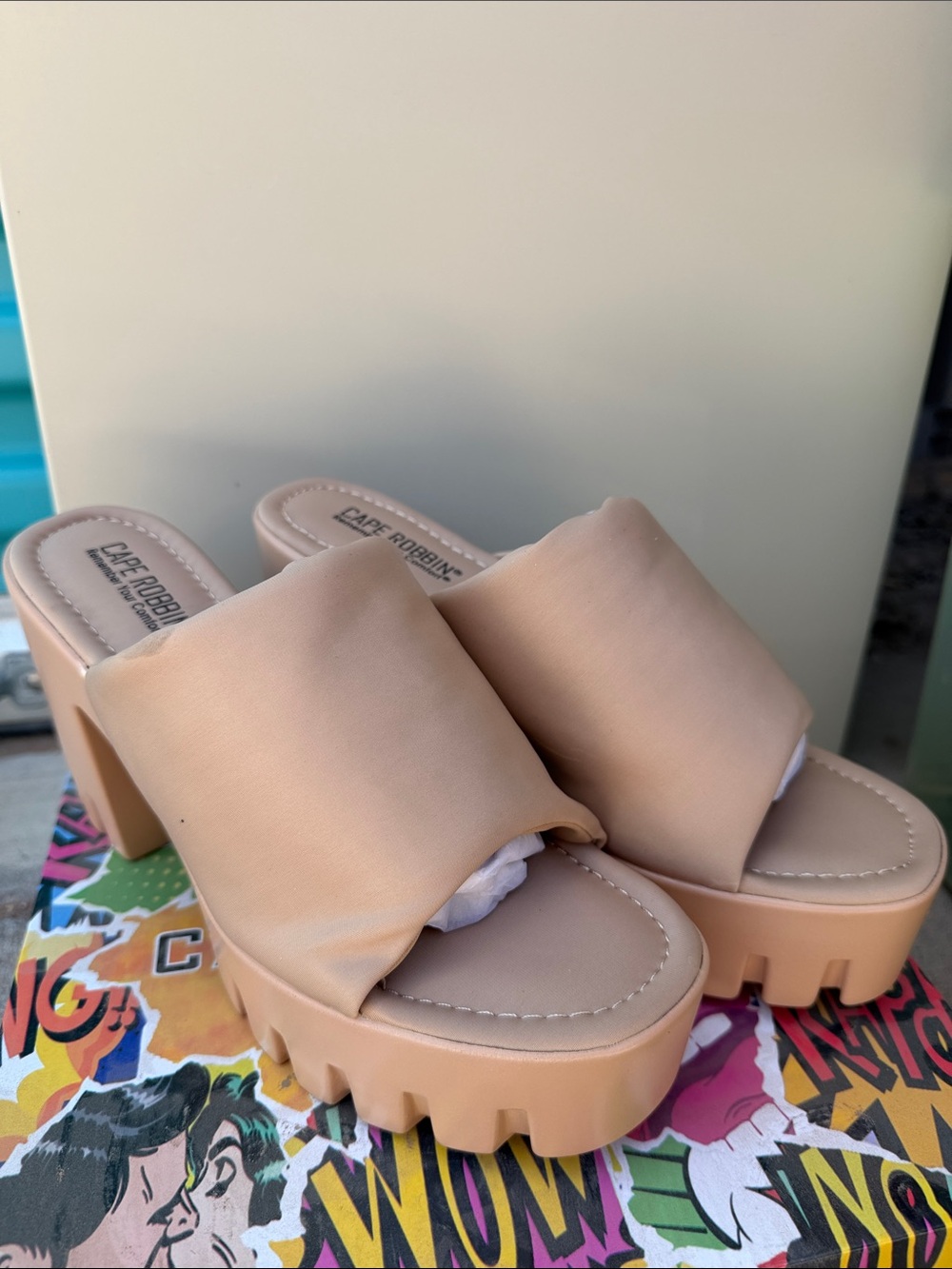 Cape Robbin Blush Nude Platform Slide Mules